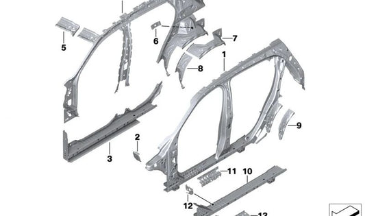 Right Side Interior Frame 41007467306 for BMW F39 x2. Original BMW piece.