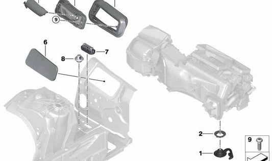 Hochkondensationsanfindungsring für BMW X3 G45, X5 F95N G05N, X6 F96N G06N, X7 G07N, XM G09 (OEM 64115A3BFF9). Original BMW