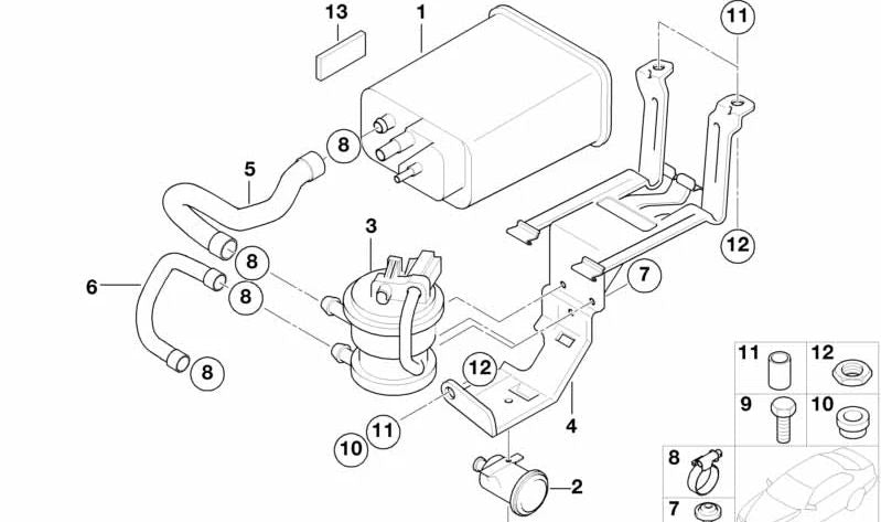 Fuga bomba de diagnóstico OEM 16136801158 para MINI R50, R53. Original MINI.