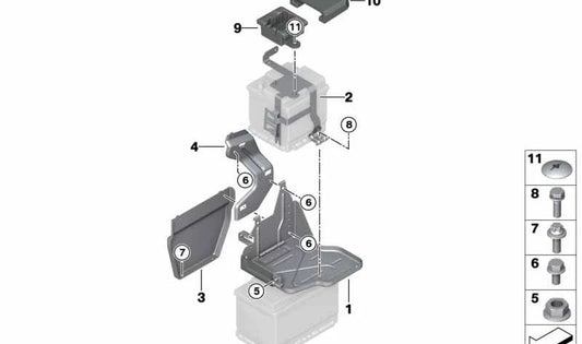 Protección batería en caso de vuelco OEM 61217605412 para BMW F30 ActiveHybrid 3 (modelos F01, F02, F03). Original BMW.
