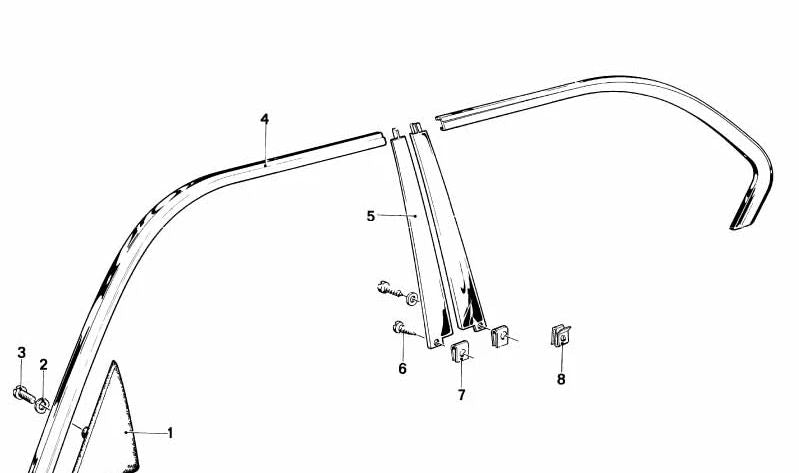 Embellecedor esquina izquierda OEM 51321900243 para BMW E23. Pieza original BMW.