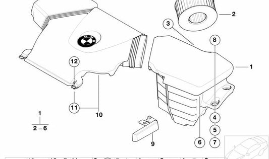 Silenciador de admisión OEM 13717509543 para BMW E46 (Todos los modelos compatibles). Original BMW.