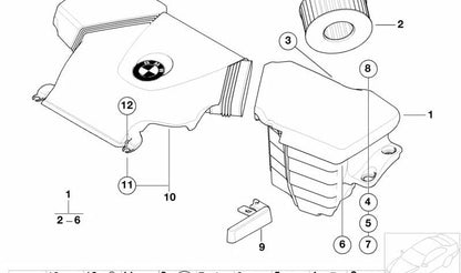 Filtro dell'aria OEM 13717509544 per motori BMW E46 (316i, 316CI con motori N40, N42, N45). Compatibile con versioni manuali e automatiche. BMW originale.