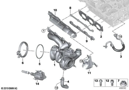 Oil return pipe for BMW I12, I12N, I15 (OEM 11427625155). Original BMW