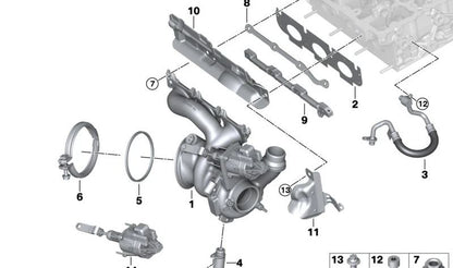 Tubería de alimentación de aceite OEM 11427625156 para BMW I12 (i8), I15 (i8 Roadster). Original BMW.