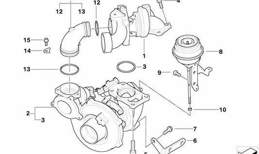 Soporte del turbocompresor OEM 11657792237 para BMW E60, E61. Original BMW.