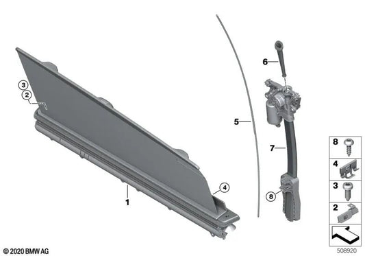 VIENS DE PROTEÇÃO SOLAR VIENS PORTA TRASEIRA DIREITA PARA BMW F93, G16 (OEM 5142749920). BMW original.