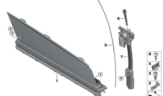 Mecanismo elevalunas trasero derecho OEM 51357479752 para BMW F93 y G16. Original BMW.
