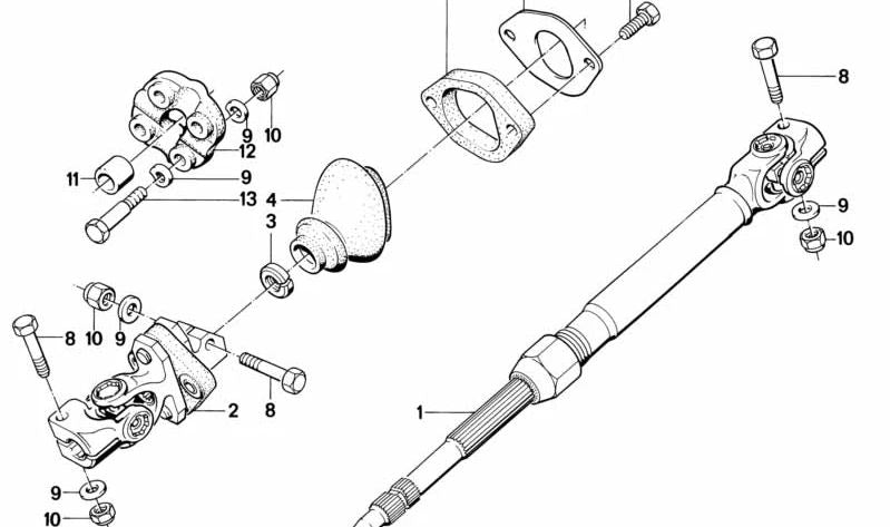 Eje inferior de la columna de dirección OEM 32311159500 para BMW E30. Original BMW.