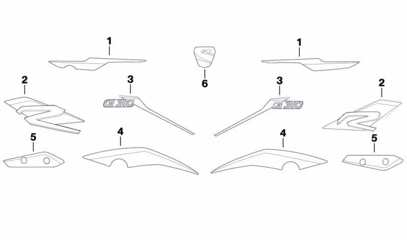 Decorazione laterale superiore sinistra OEM 51148565221 per BMW Motorrad G 310 R (K03). BMW Motorrad originale.