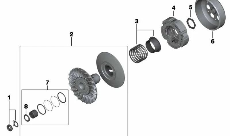 Embrague completo OEM 24818533591 para motos BMW C 600 Sport K18 y C 650 GT K19 (2011–2015). Original BMW Motorrad.