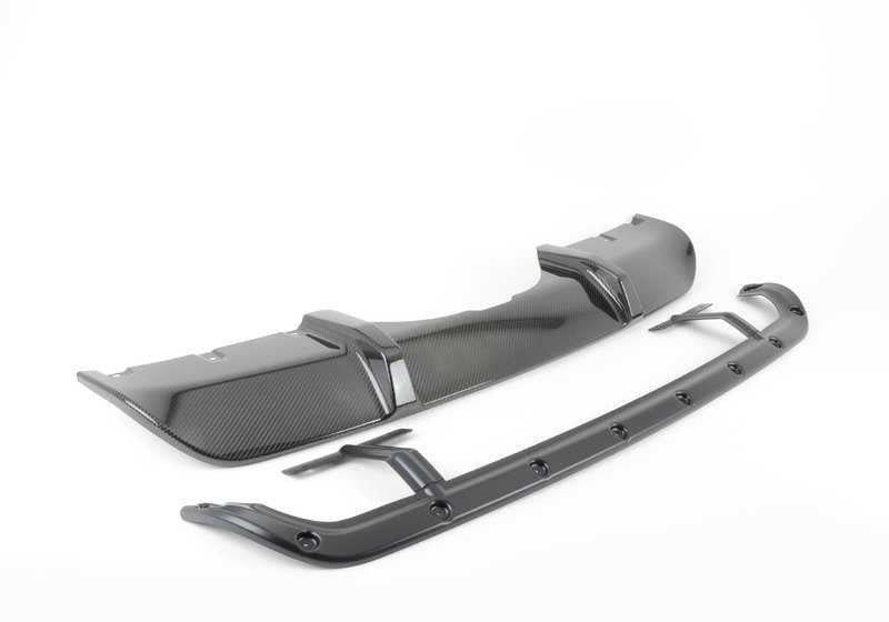 Difusor trasero M Performance de carbono OEM 51192339222 para BMW F15, F85, F16, F86. Aporta un diseño deportivo y agresivo, compatible con enganche de remolque. Original BMW.