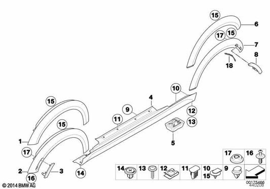 Remate de umbral imprimado derecho OEM 51777199876 para MINI R56, R56 LCI, Cabrio R57, Cabrio R57 LCI. Original MINI.