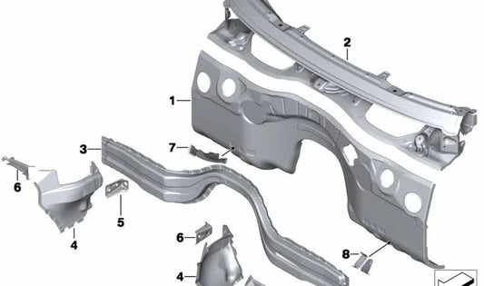 Piatta del vano motore sinistro per BMW E81, E82, E87, E88, E90, E91, E92, E93 (OEM 41217135629). BMW originale