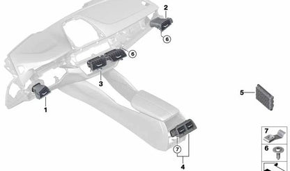Rejilla de ventilación trasera OEM 64229330687 para BMW F90, F90N, G30, G30N, G31, G31N, G38, G38N, G32, G32N. Pieza original BMW.