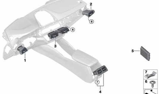 Rack di ventilazione sul lato del conducente per BMW G30, G31, G32 (OEM 6429329543). BMW originale