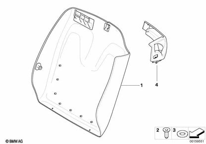 Pared trasera con bolsillo de red derecho para BMW Serie 3 E93N (OEM 52107258744). Original BMW.