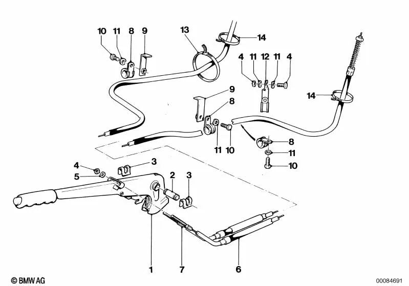 Câble de frein à main gauche pour BMW 3 E46, E90, F30, 5 E39, E60, F10 (OEM 34412160464). BMW d'origine