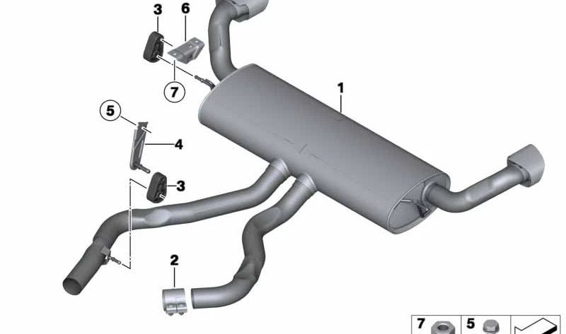 Rear Muffler for BMW X5 F15, X6 F16 (OEM 18308572498). Genuine BMW