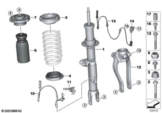 Front left shock absorber VDC for BMW G14, G15 (OEM 37106878111). Original BMW