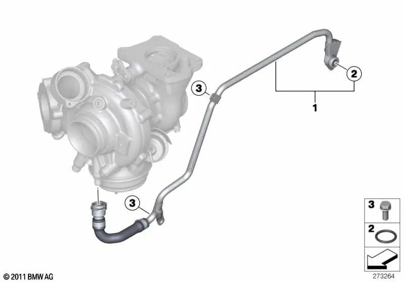 Coolant Supply Pipe for BMW F30, F31, F34, F32, F33, F36, F07, F10, F11, F06, F12, F13, F01N, F25, F26 (OEM 11538516591). Genuine BMW