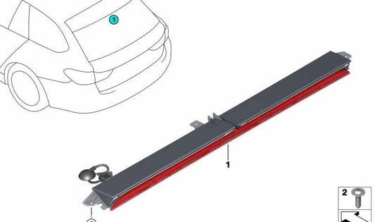 Terceira luz do freio OEM 63257388946 para BMW G31 e G31N. Luz de freio traseiro central original da BMW.