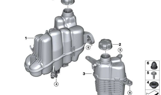 Tapón depósito refrigerante OEM 17139887032 para BMW X1 (U11, U12), X2 (U10) y MINI (U25). Compatible con depósitos de expansión. Original BMW y MINI.