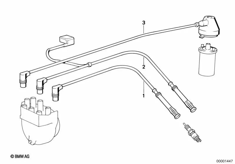 Câble d'allumage pour BMW E30, E34 (OEM 12121710632). BMW d'origine