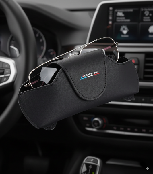 Estuche para Gafas de Sol con Logo ///M Performance – Fijación en Visera, Cuero y Microfibra