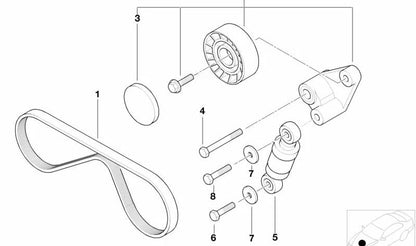 Tensor de correa con soporte OEM 11281407520 para BMW Serie 5 E39. Original BMW.