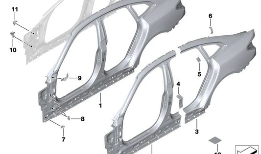 Seitengerippe links no es un término habitual en español para describir una pieza de carrocería. Según el SKU proporcionado, el término correcto en español sería "Estructura lateral izquierda".   

**Estructura lateral izquierda OEM 4121962552