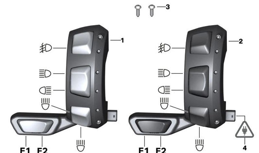 Interruptor adicional izquierdo OEM 61318406097 para BMW Motorrad {K1600 GT, K1600 GTL, K1600 B, R1250 RT, R1200 RT, R18 B, R18 Transcontinental}. Original BMW Motorrad.