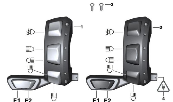 Interruptor adicional izquierdo OEM 61318406097 para BMW Motorrad {K1600 GT, K1600 GTL, K1600 B, R1250 RT, R1200 RT, R18 B, R18 Transcontinental}. Original BMW Motorrad.