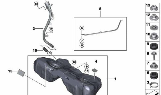 OEM Plastic Fuel Tank 16119424200 for BMW G14, G15. Genuine BMW.