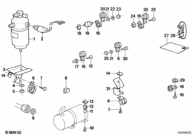 Parafuso de chapa metálica com sextavado para BMW E21, E30, E12, E28, E34, E24, E23, E32 (OEM 07119916970). BMW originais.