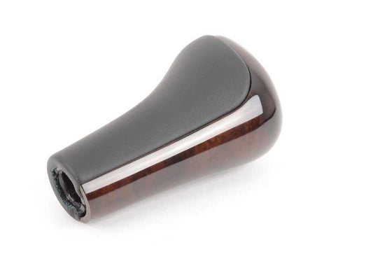 Cambio di cuoio manopola/appliques in legno/6 marce/m per la serie BMW 5 E39 (OEM 2511228601). BMW originale.