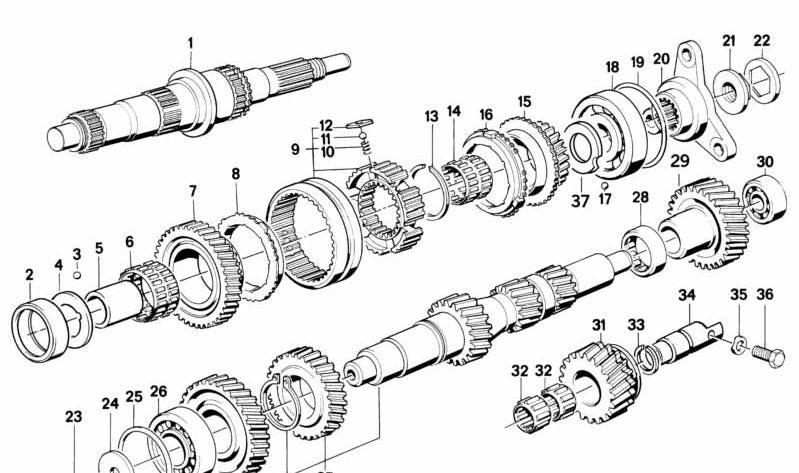 Rodamiento de agujas OEM 23221224286 para BMW E28, E34, E24, E23, E32. Original BMW.
