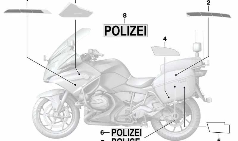 Aufkleber für das rechte Kofferschild OEM 51147717684 für BMW Motorräder F 750 GS, F 850 ​​GS, R 1200 RT, R 1250 RT... und mehr. Original BMW Motorrad.