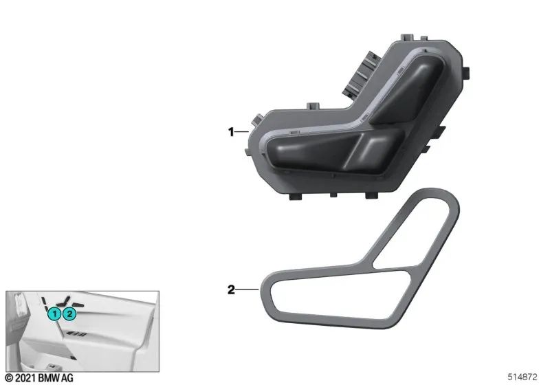 Right seat adjustment switch for BMW i I20 (OEM 61315A32ED6). Original BMW