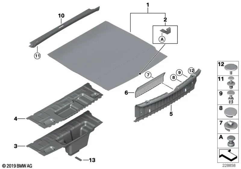 Trunk Insert Base for BMW 6 Series F12, F12N (OEM 51477224799). Original BMW.