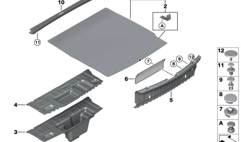 Protector de maletero OEM 51477231986 para BMW F06, F12, F13. Cubre la zona de carga y protege de roces al poner y sacar objetos. Original BMW.