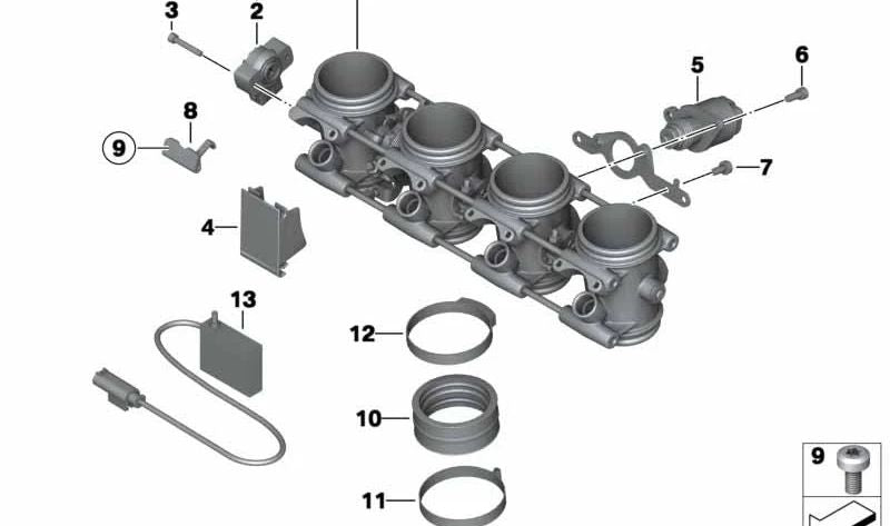 Manguito de goma OEM 13547671552 para motos BMW K 1200 S, K 1300 S, K 1200 R, K 1300 R, K 1200 GT, K 1300 GT. Original BMW Motorrad.