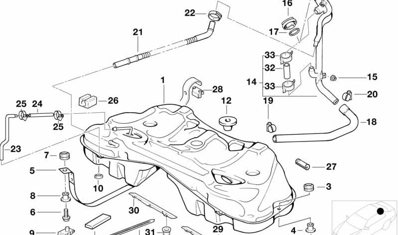 OEM fuel filling tube 16111184667 for BMW E38. Original BMW.