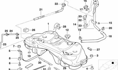 OEM fuel filling tube 16111184667 for BMW E38. Original BMW.
