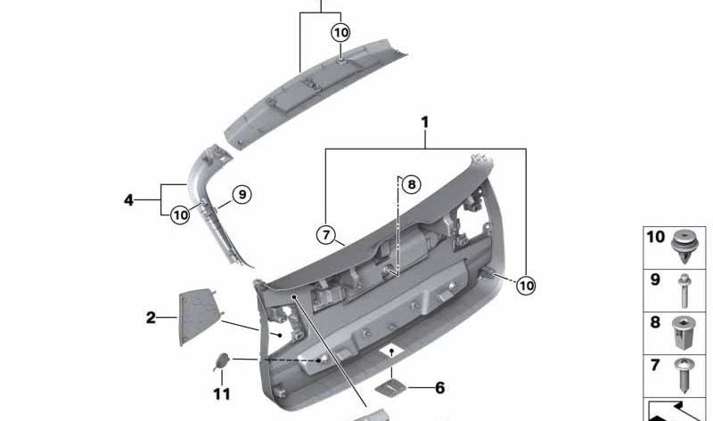 Gate posteriore inferiore per BMW X1 F48, F49 (OEM 51497350851). BMW originale.