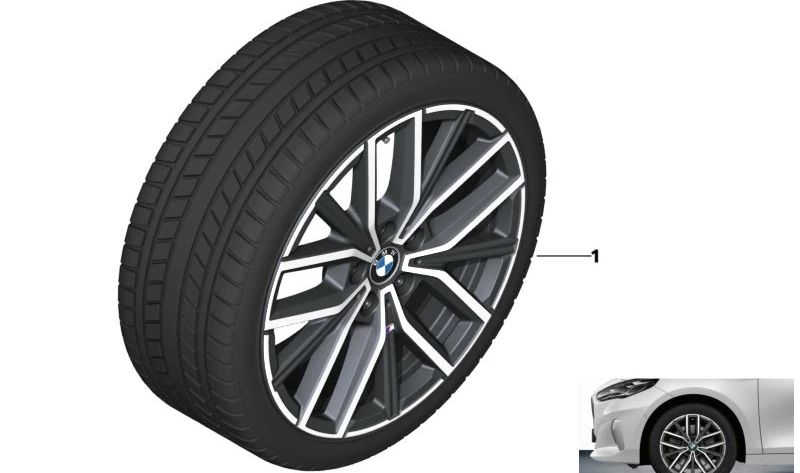 Llanta completa de invierno con sensores RDC y neumáticos de clavos OEM 36115A72F00 para BMW U11, U10. Original BMW.