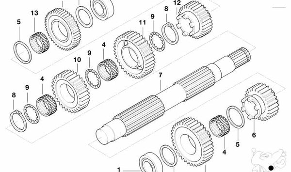 Eje de salida OEM 23212330206 para BMW Motorrad K 1200 GT, K 1200 RS, R 1100 S, R 850 C, R 1200 C (todos los modelos compatibles). Original BMW Motorrad.