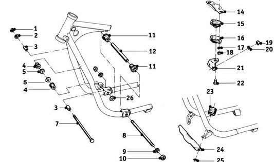 OEM motor support 11814034126 for BMW E46, E60, E61, E63, E64, E65, E66, E67, E83, E85, E86. Original BMW.