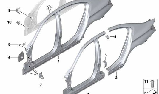 Colonna esterna destra per BMW 5 F90 Serie, G30 (OEM 41007437594). BMW originale
