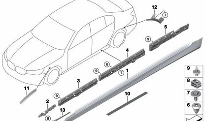 Faldón lateral izquierdo imprimado OEM 51777459971 para BMW Serie 7 G12 (2015-2022). Original BMW